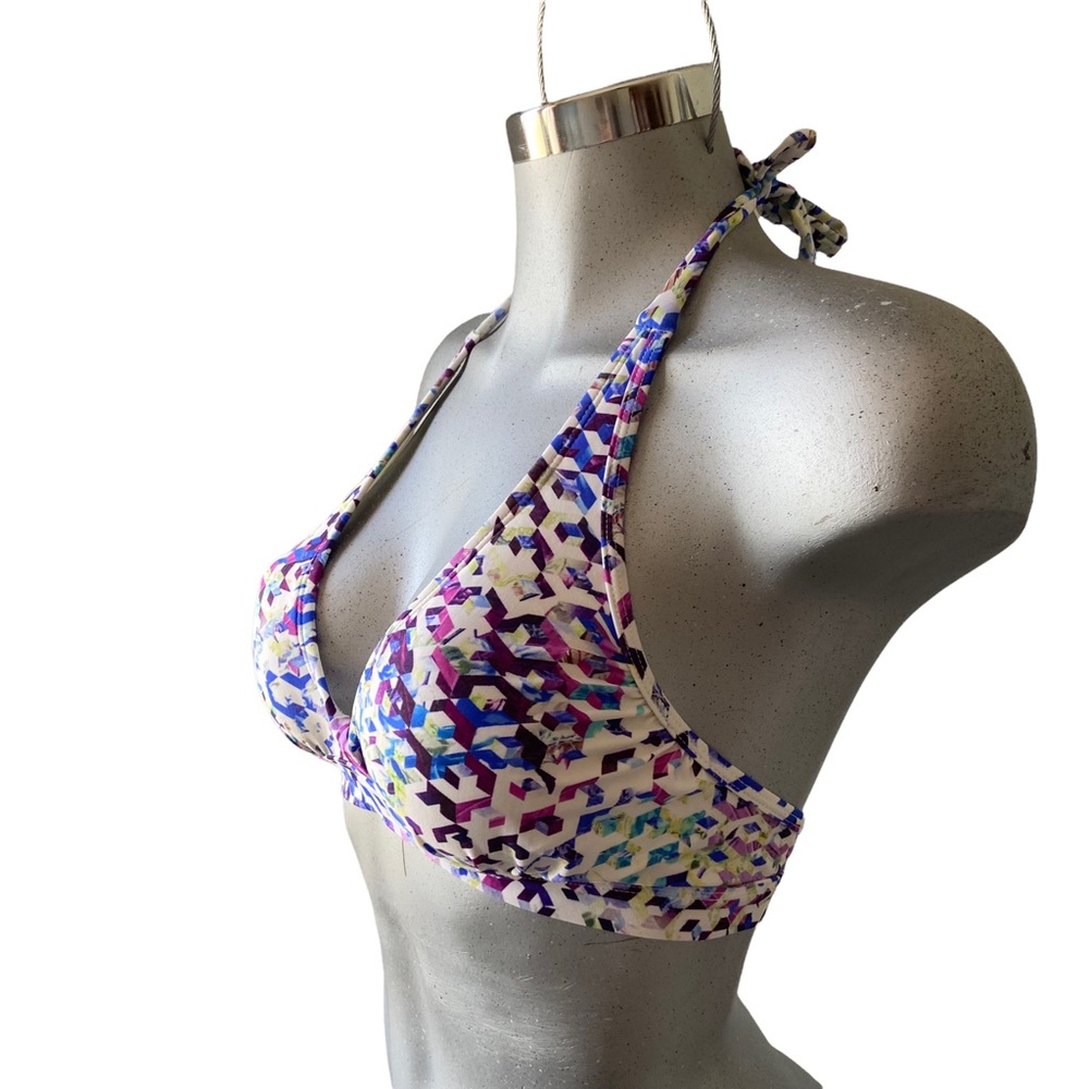 Athleta Bikini Bra Bathing Suit Top XS B/C Cup Geometric Tie-Dye Beach Swimsuit